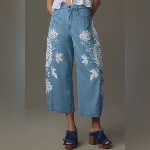 Anthropologie The Kenna Mid-Rise Heritage Barrel Jeans by Pilcro: Embroidered